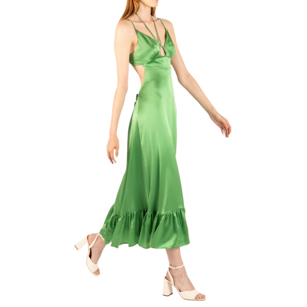 Secret Mission NWT Silk Halter Kathleen Cutout Maxi Dress